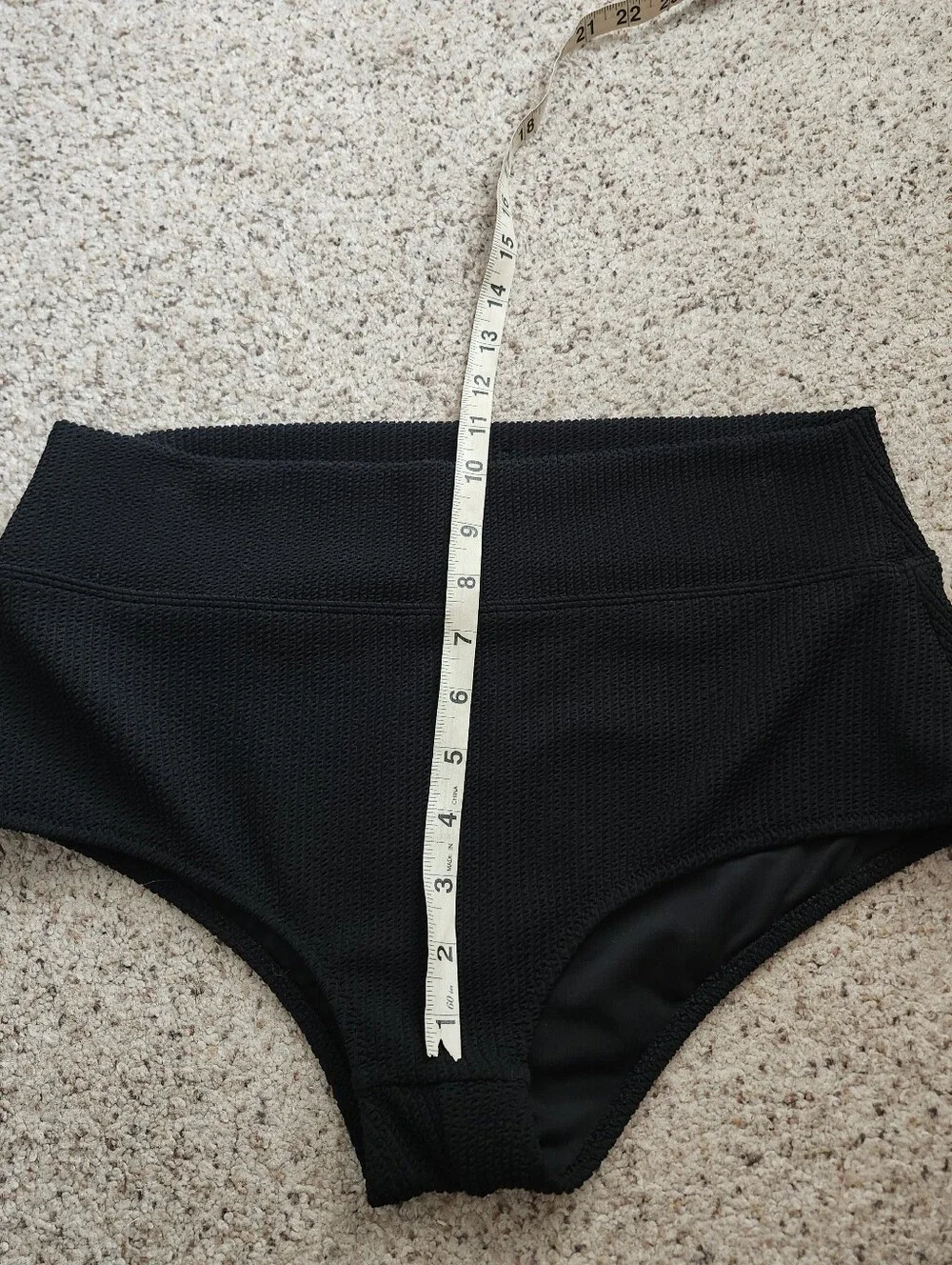 PINK Victoria's Secret High-Waist Black Ribbed Bikini Bottoms